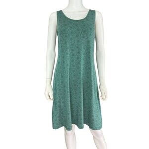 Gudrun Sjoden Tank Dress M Jade Green Floral Midi Jersey Casual Lagenlook  BOHO